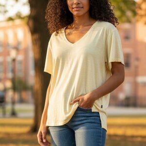703 WOMENS XXL YELLOW SLUB TEE BY GAP